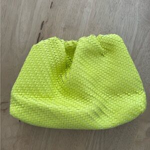 Anthropologie neon yellow woven clutch